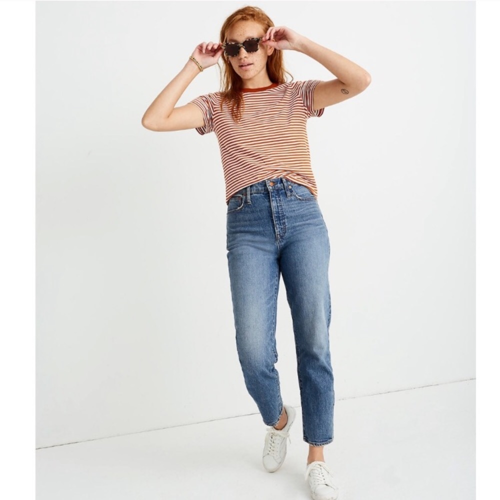 Madewell classic straight jean in peralta wash.